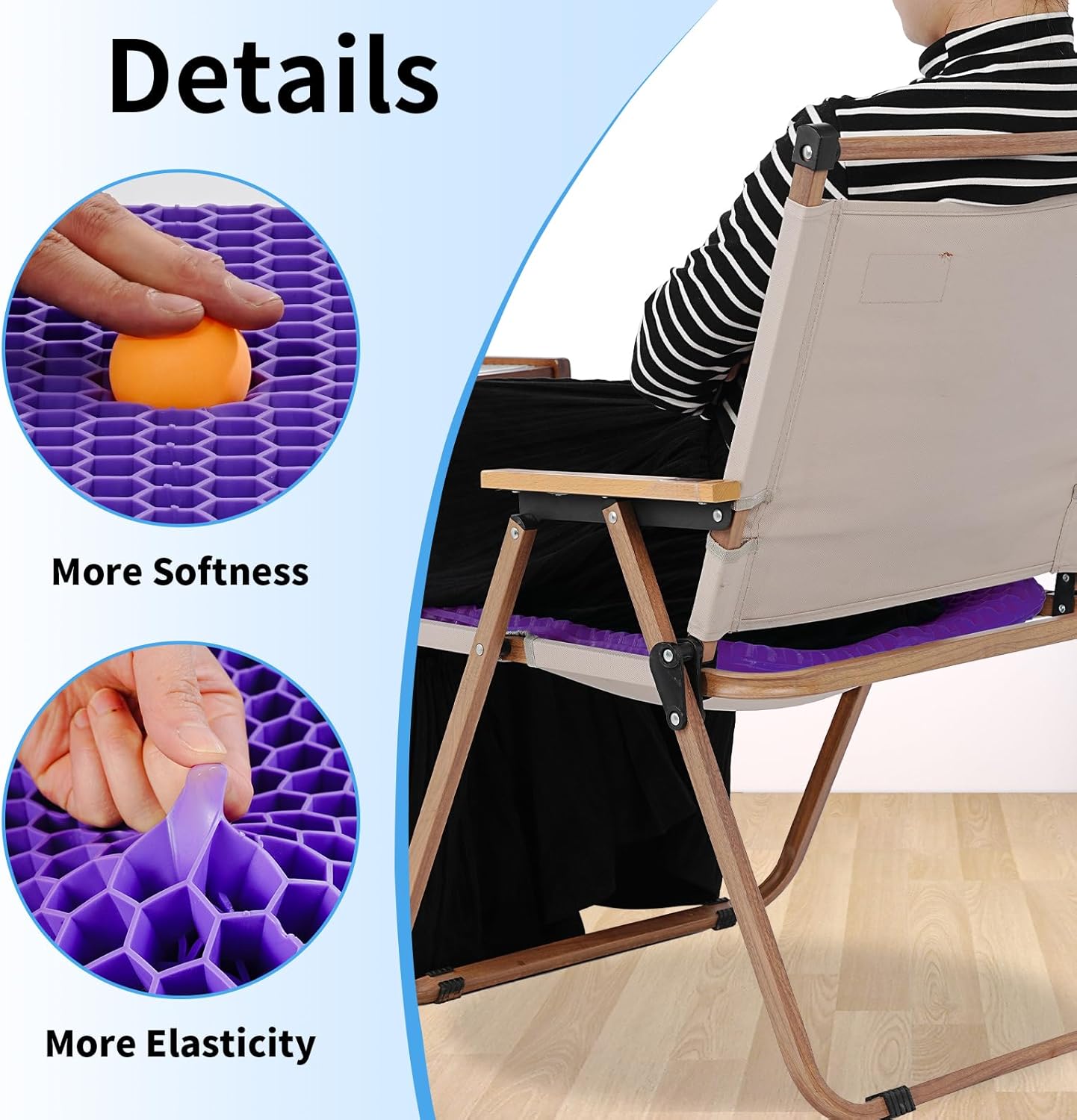 Double Thick Seat Gel Cushion for Back, Hip & Tailbone Pain