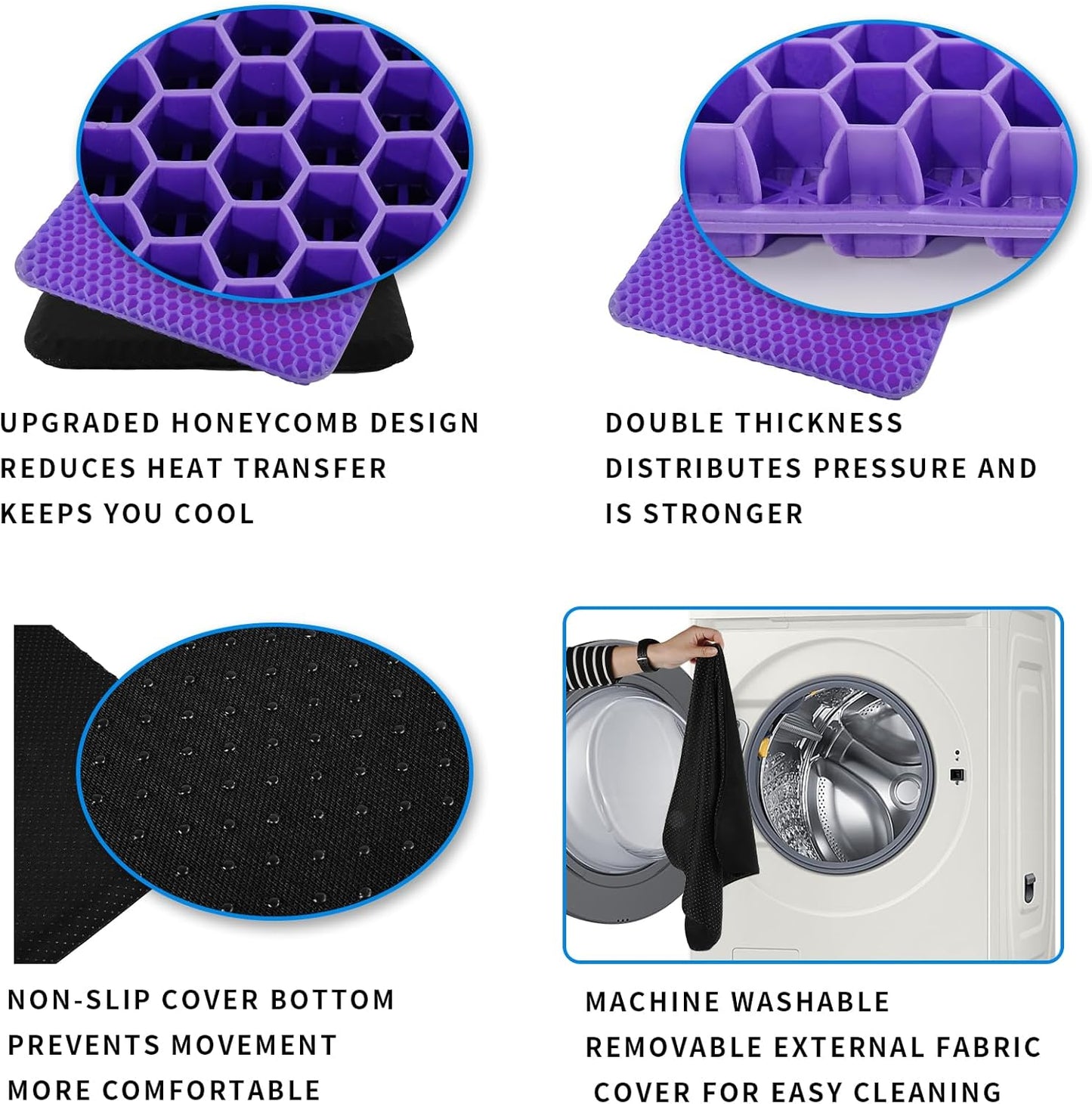 Double Thick Seat Gel Cushion for Back, Hip & Tailbone Pain
