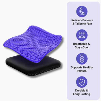 Double Thick Seat Gel Cushion for Back, Hip & Tailbone Pain
