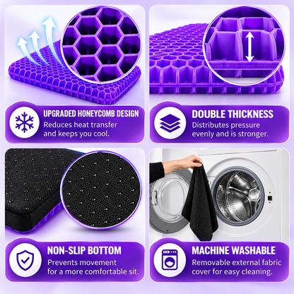 Double Thick Seat Gel Cushion for Back, Hip & Tailbone Pain