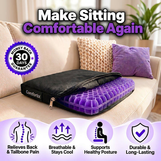 Double Thick Seat Gel Cushion for Back, Hip & Tailbone Pain