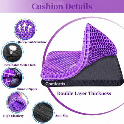 Double Thick Seat Gel Cushion for Back, Hip & Tailbone Pain