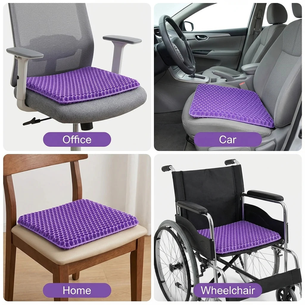 Double Thick Seat Gel Cushion for Back, Hip & Tailbone Pain