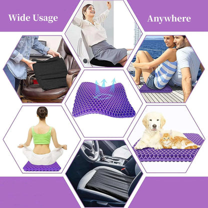 Double Thick Seat Gel Cushion for Back, Hip & Tailbone Pain