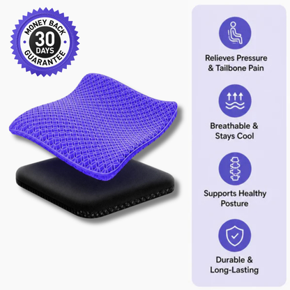 Double Thick Seat Gel Cushion for Back, Hip & Tailbone Pain